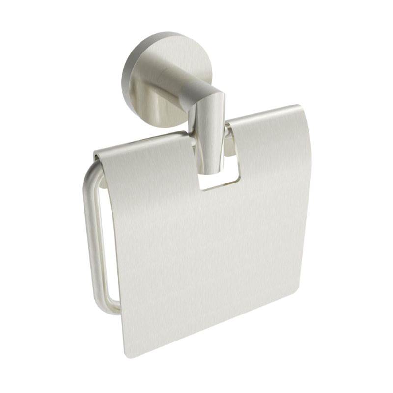 Volkano Summit Toilet Paper Holder With Cover - Brushed Nickel