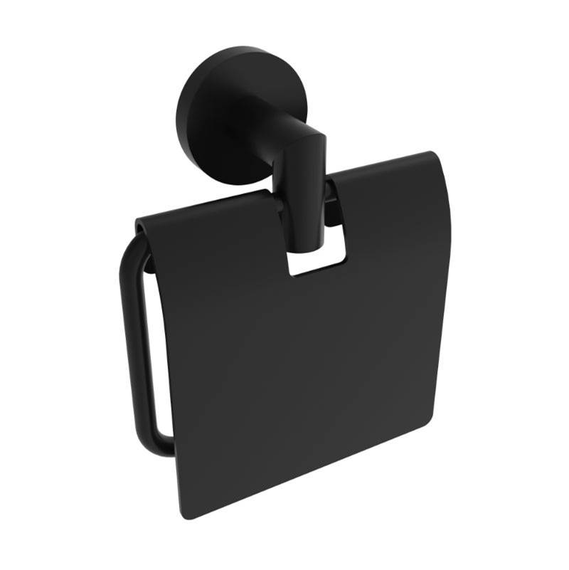 Volkano Summit Toilet Paper Holder With Cover - Matte Black