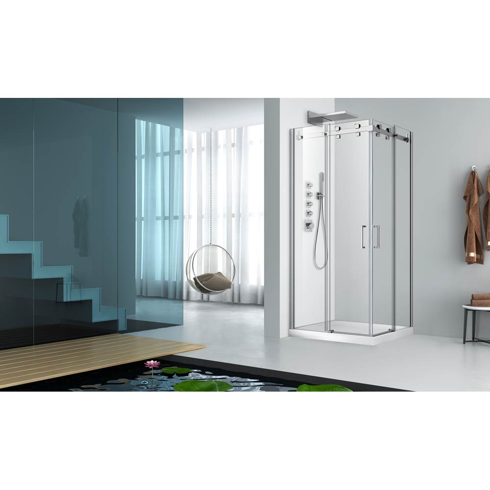 Zitta Canada Piazza 42'' X 36'' Chrome Clear Rectangular Corner Shower Door